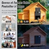 MASTERFUN Porte Poulailler Automatique avec Écran LCD Programmable Étanche, Porte Automatique Poulailler en Alliage d'aluminium, Alimenté par Batterie, Commande de Minuterie, Fonction Anti-pincement - 3