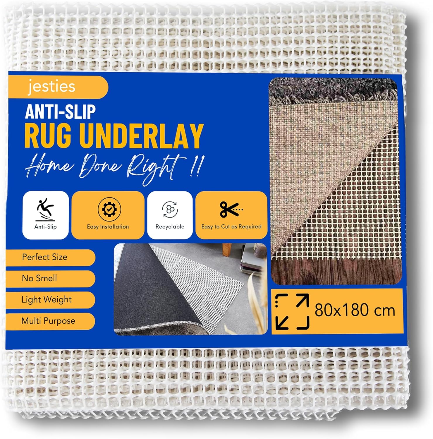 Jesties Non Slip Rug Underlay This 80x180cm Anti Slip Rug Underlay