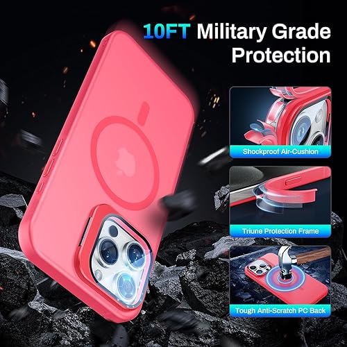 Miniatura 10 de Funda para iPhone 13iPhone 14, protección contra caídas de grado militar, compatible con MagSafe, soporte integrado y protector de lente de cámara,