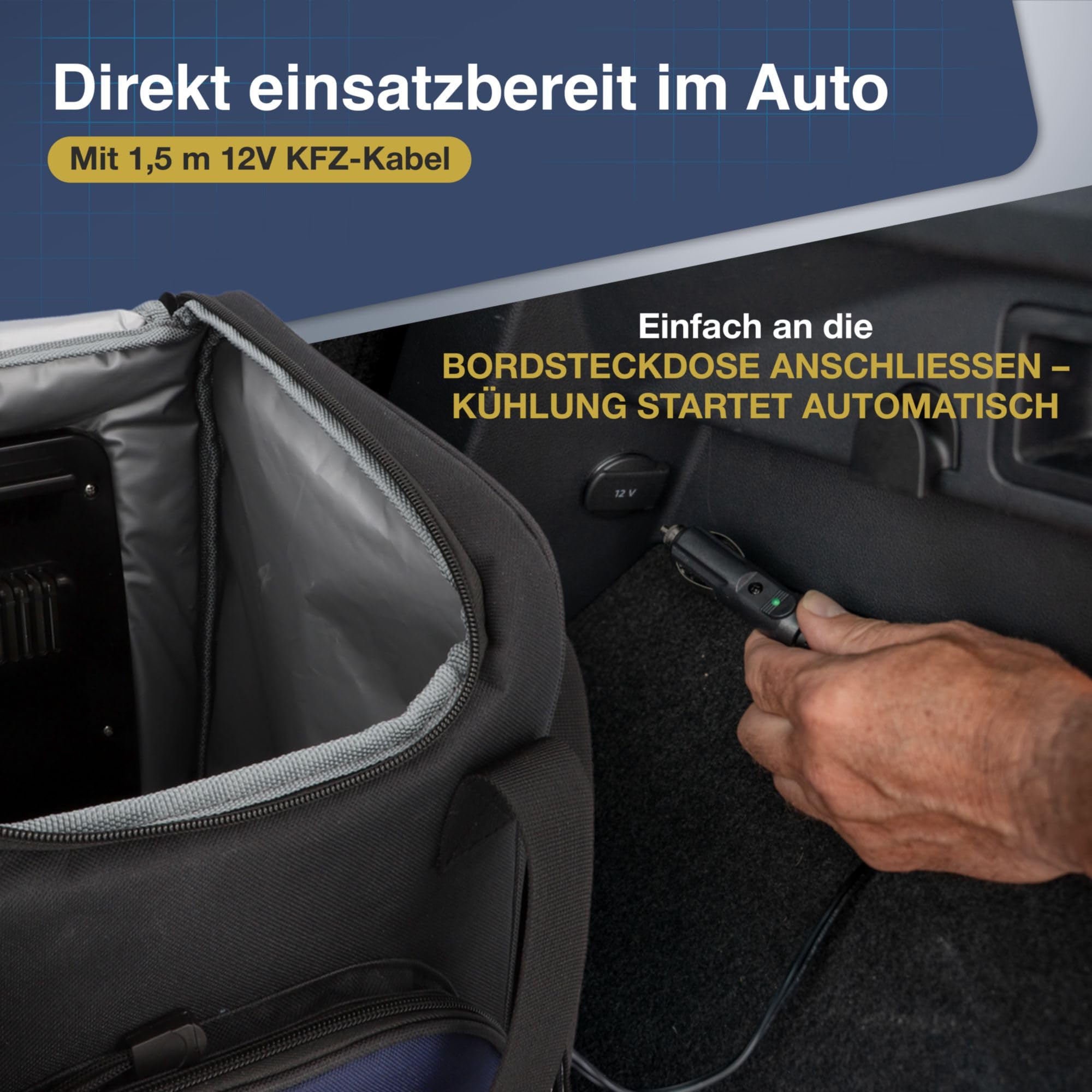Cartrend Torba chłodząca, z kablem przyłączeniowym 12 V, długość 1,50 m, regulowany pasek na ramię, łatwa w pielęgnacji powłoka wewnętrzna, różne rozmiary