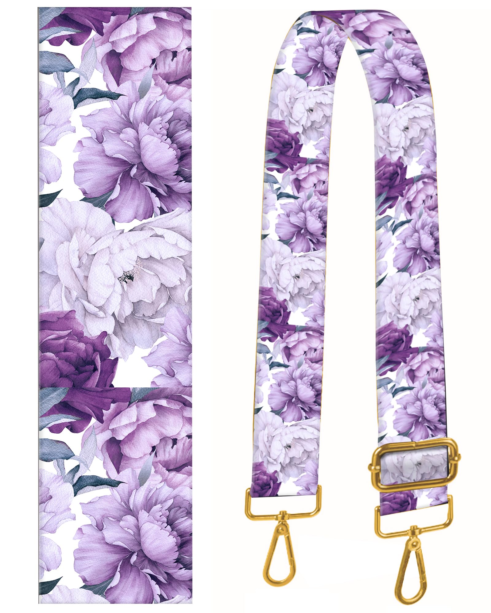 BeauBeast Purse Straps Replacement Crossbody, 2" Wide Shoulder Strap Adjustable, Gold Buckle Canvas Bag Handbag Belts