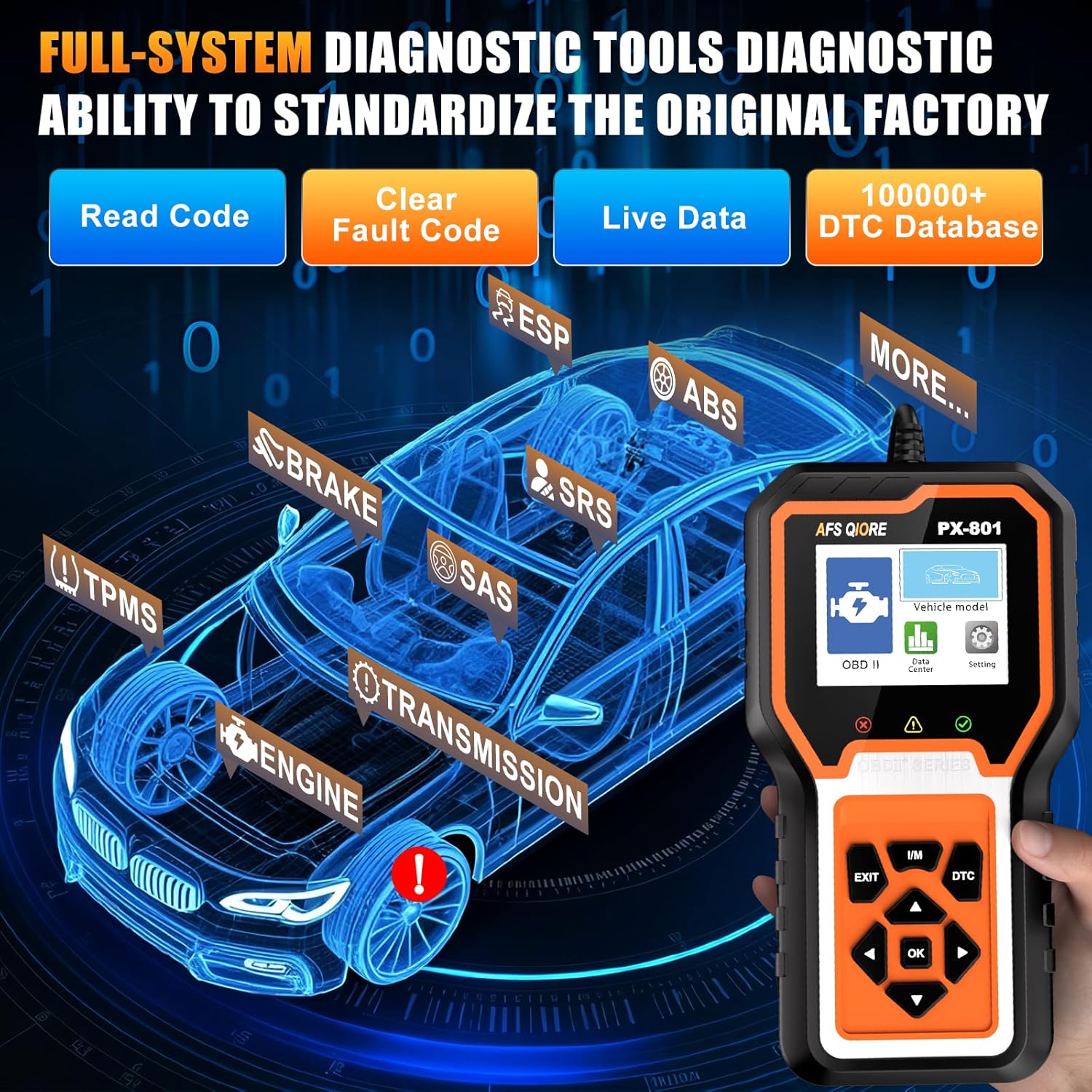 OBD2 Scanner Check Engine Light Car Code Reader Clear Error Codes ABS SRS SAS Etc Full Vehicle System Diagnostics Tool Compatible with Toyota Honda Ford - Image 5