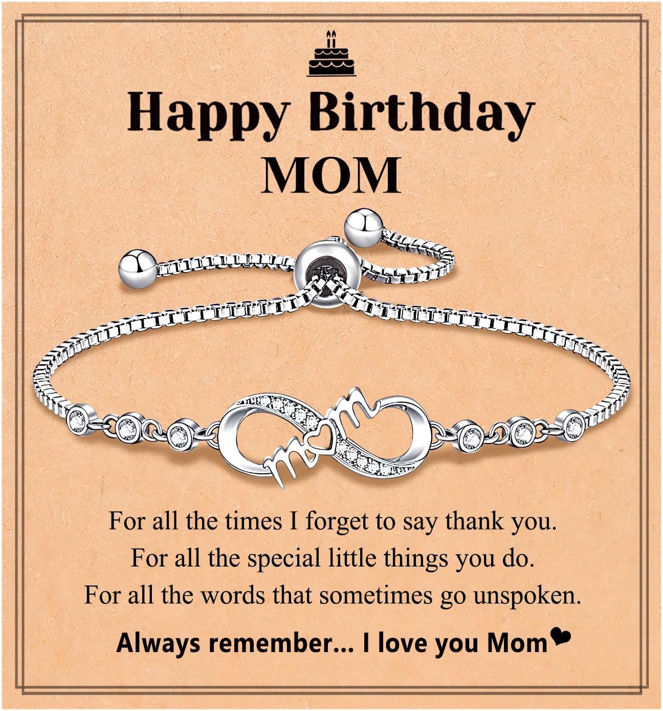 Infinity Love Heart Bracelets for Women Her Happy Birthday Valentines Christmas Presents