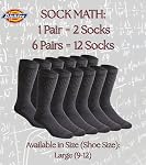 Dickies Dri-tech Chaussettes de contrôle de l'humidité pour homme, disponibles en L-xl (6, 12 Chaussettes