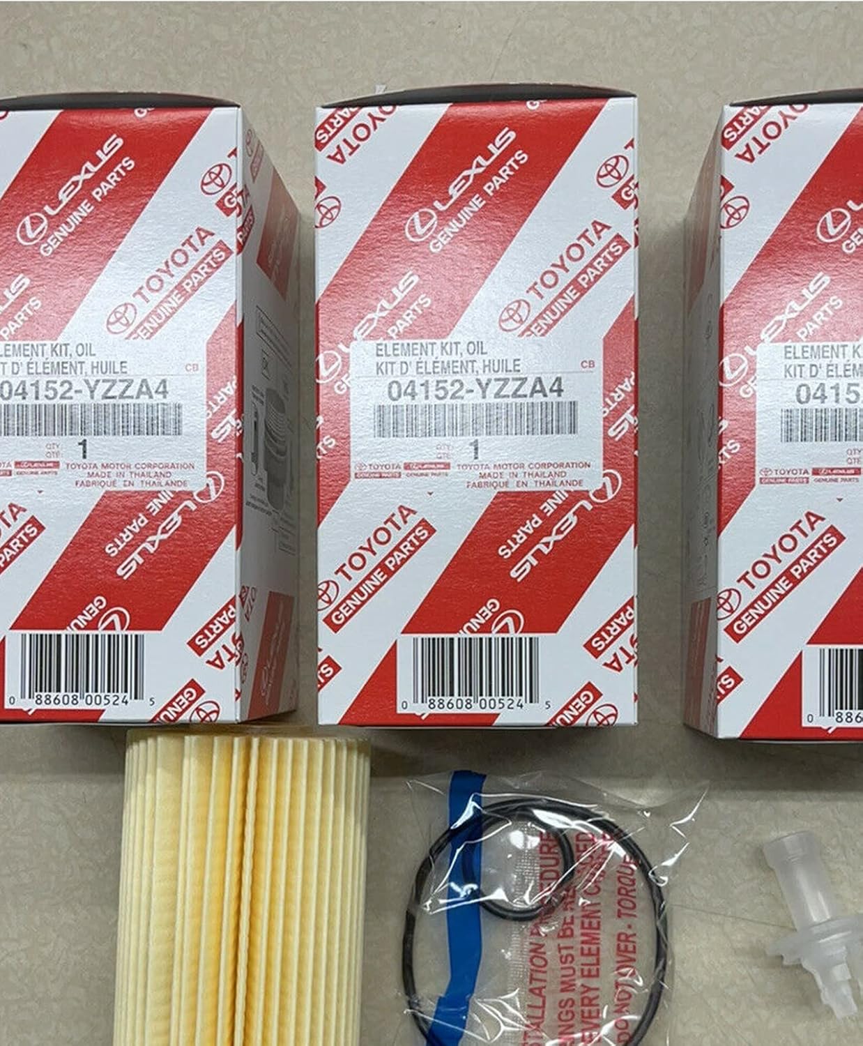 APSG 3 PACK | GENUINE 04152-YZZA4 Oil Filter Elements with ZTOOL Oil Filter Wrench and Crush Washers | Compatible with TUNDRA SEQUOIA LX500 LAND CRUISER V8