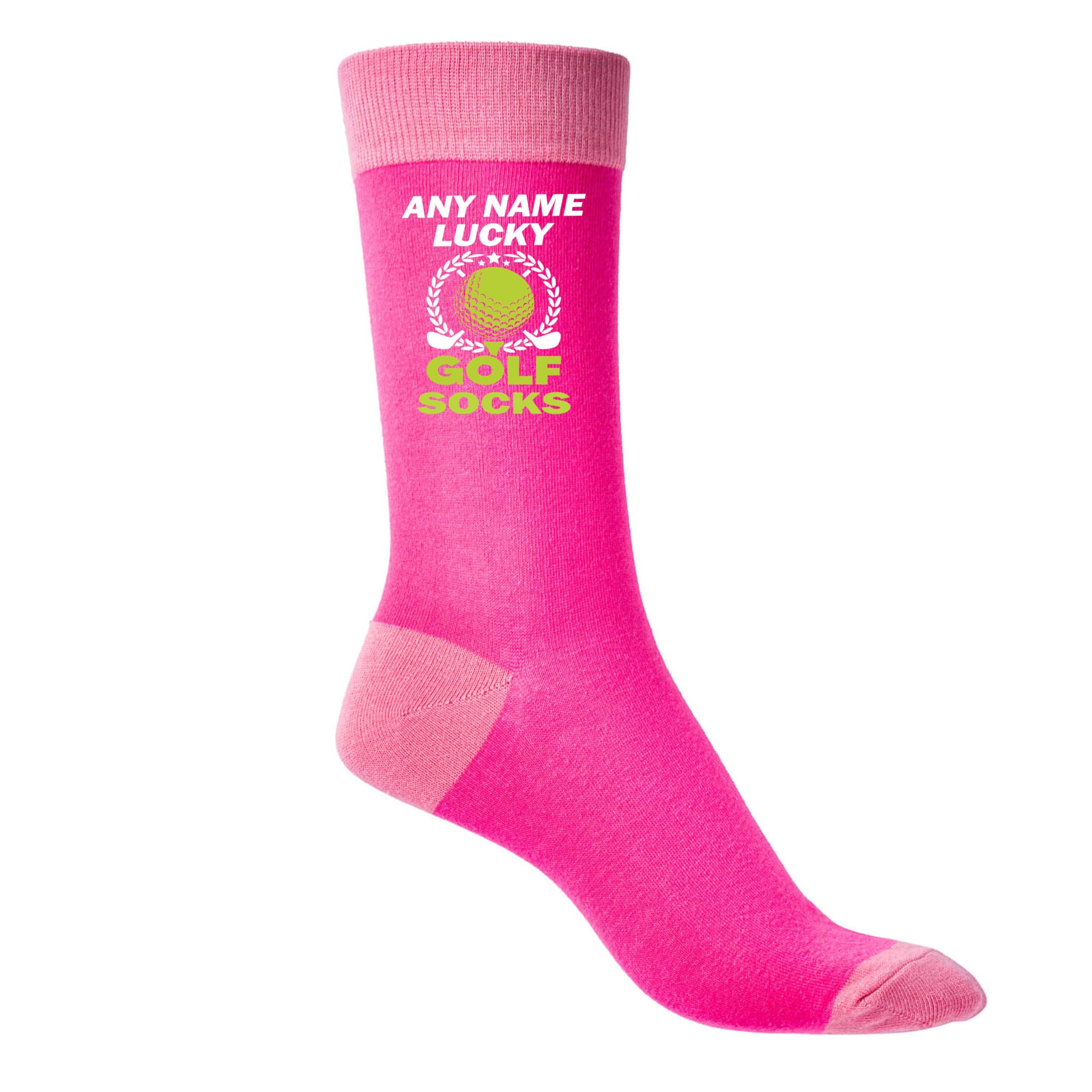 Print4U Lucky Golf Ladies Pink Socks Personalise With Any Name Golfing Gift