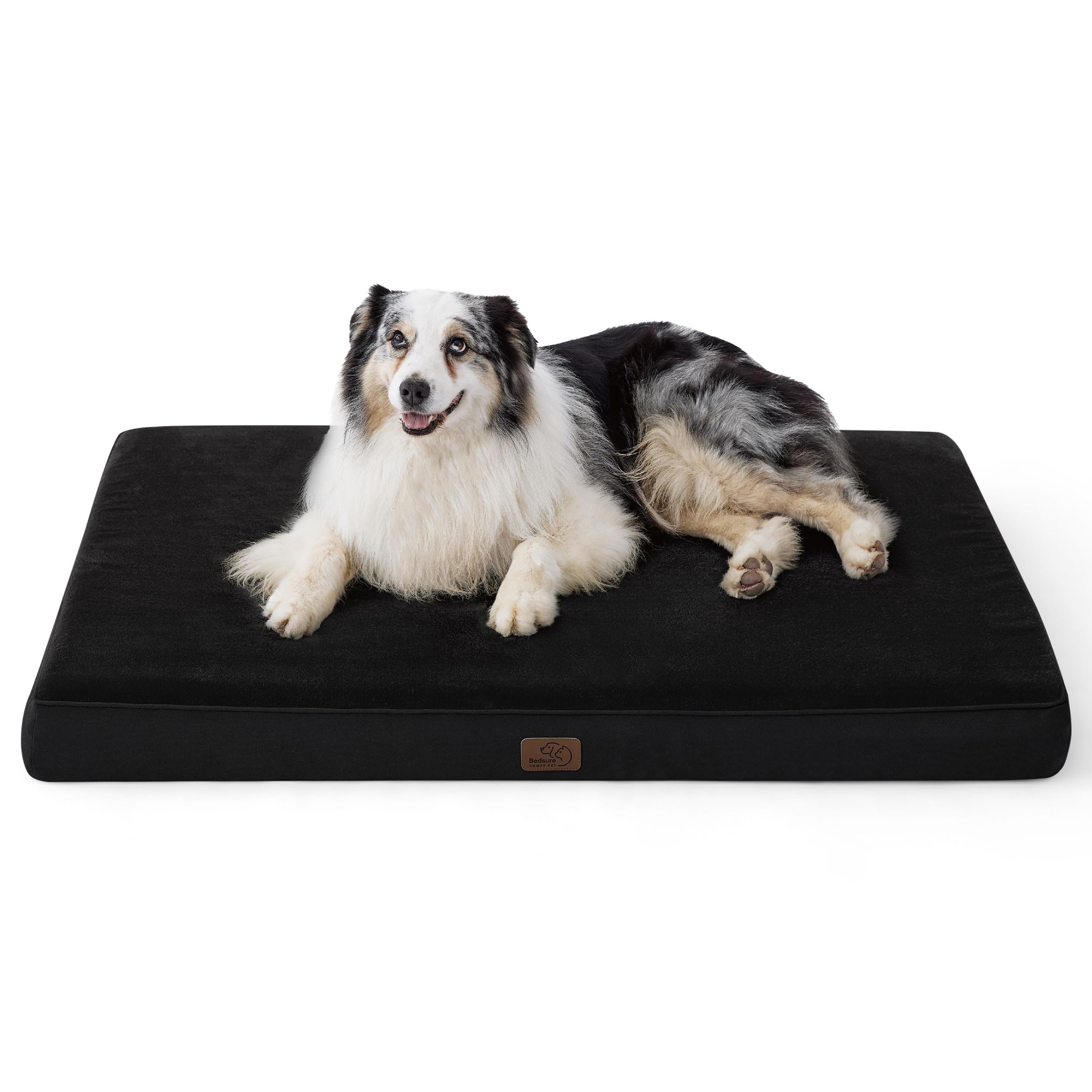 Bedsure Materasso per cani in memory foam, cuscino per cani di grandi dimensioni, ortopedico, tappetino per cani, lavabile e antiscivolo, letto per cani interni, nero, 104 x 74 cm