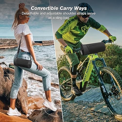 Miniatura 6 de FINPAC Bolsa de manillar de bicicleta, bolsa de almacenamiento para marco frontal de bicicleta para ciclismo, correa de hombro desmontable, bolsa de