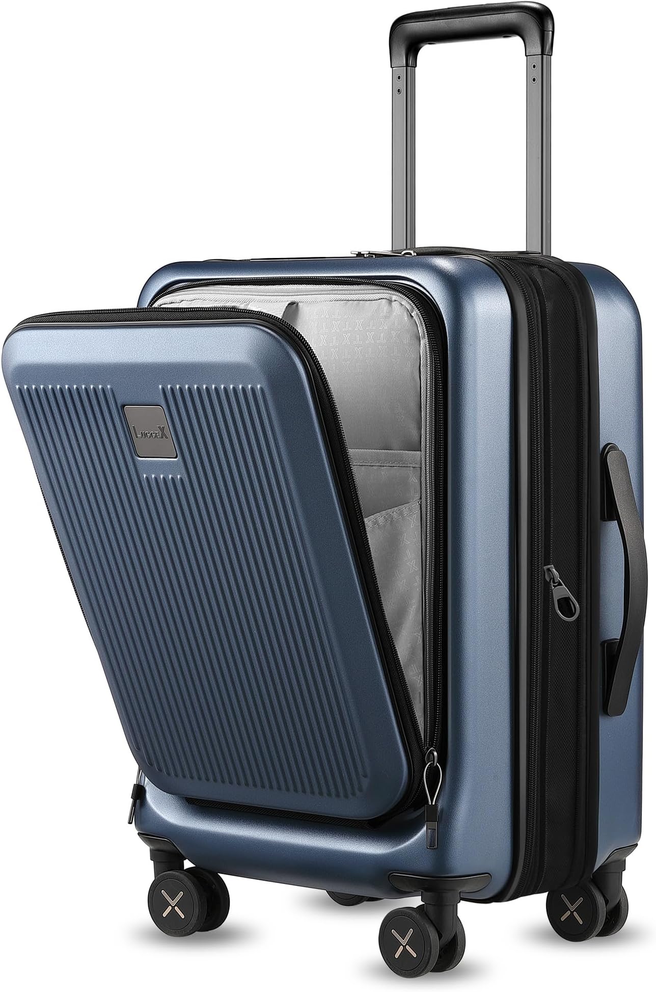 Carry on Luggage 22x14x9 Airline Approved, PC Hard Shell Suitcase with Front Pocket, Expandable Luggage with USB Port (Blue, 20 Inch, 37L)