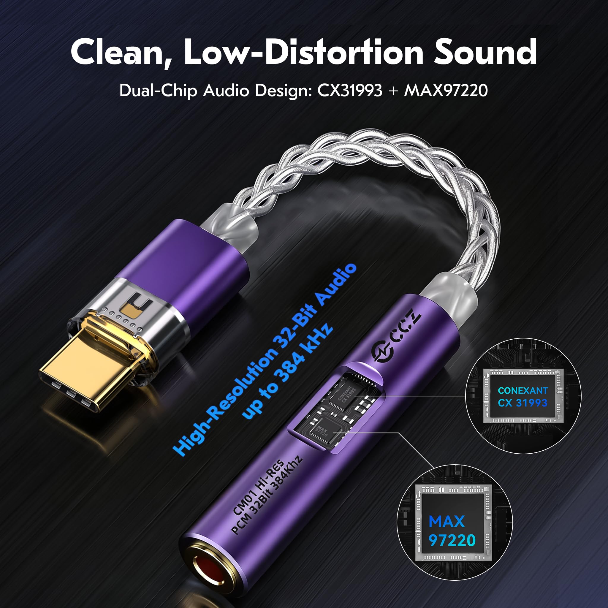 2026 najnowszy adapter audio USB C DAC ze wzmacniaczem słuchawkowym, adapter audio USB C na 3,5 mm do słuchawek przewodowych, DAC typu Hi-Res kompatybilny z iPhone 15, Android, laptopem i tabletem