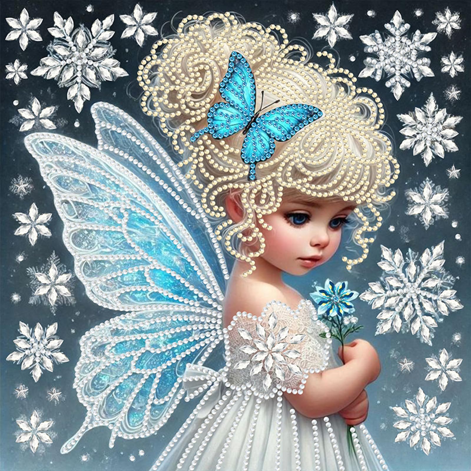 5D Special Shape Diamond Art Painting Kits for Adults – Crystal Rhinestone DIY Craft, Diamond Mosaic Kit for Beginners, Wall Decor Gift 11.8x11.8 Inch(White Fairy Girl)