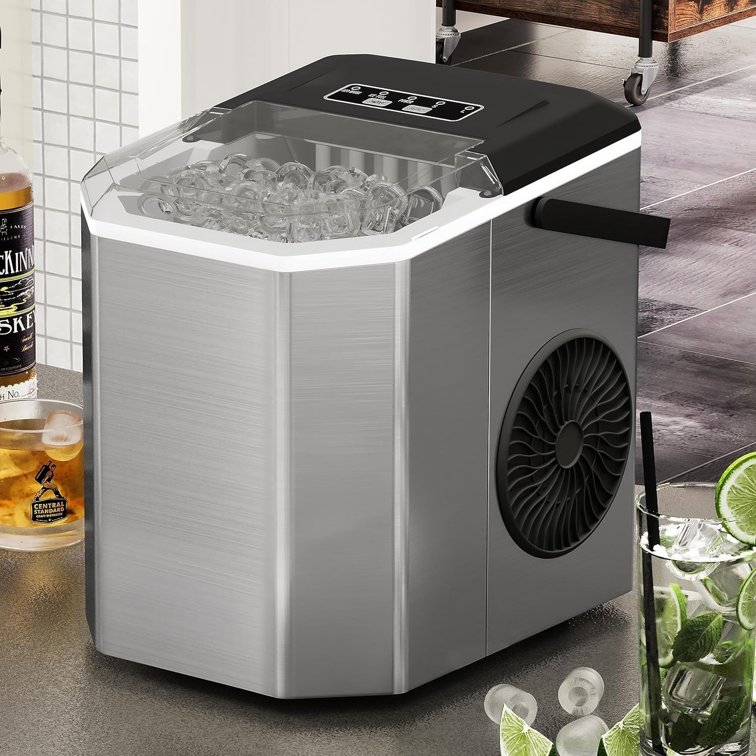 Kostkarka do lodu - szybka 6 min 9 bullet Ice produkcja przynosi własny projekt czyszczenia, idealny do domu, kuchni, na kemping - samochody i imprezy (stal nierdzewna srebrna)