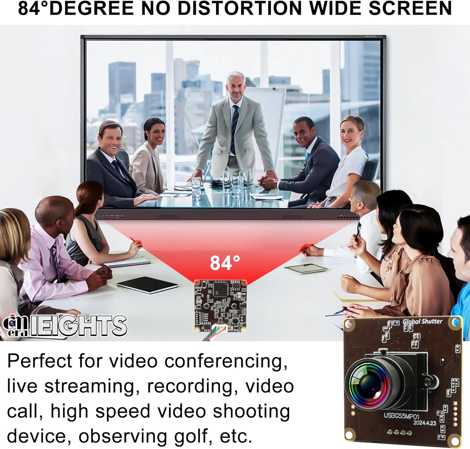 Webcamera usb 5mp Global Shutter USB Camera Module for Computer 60fps High Speed PC Camera Mini UVC USB2.0 Lightburn Camera for Laser Engraver Wide Angle Mini-Sized Webcam for Linux, Windows, Android