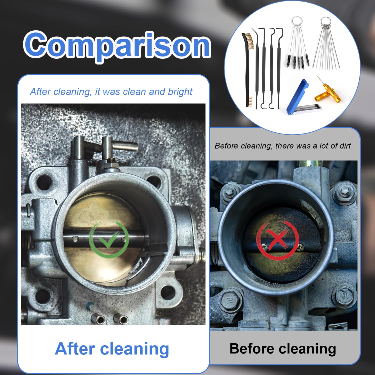Carburetor Carb Cleaning Kit, Include 1 Double-Headed Brush,5 Nylon Brushes,1 Sharp Pick,13 Pcs Clean Wires,10 Cleaning Needles,4 Cleaner Hooks for Engine Jet Torch Tip ATV Motorcycle Welder — view 6