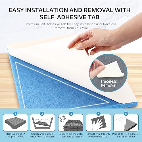 Miniatura 4 de Paneles de espuma acústica con autoadhesivo, 24 piezas, 12 x 12 x 2 pulgadas, paneles de espuma absorbentes de aislamiento acústico insonorizado,