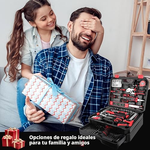 Miniatura 9 de KingTool Juego de herramientas de 276 piezas – Kit de herramientas con taladro eléctrico inalámbrico de 12 V, caja de herramientas con cajón, juego