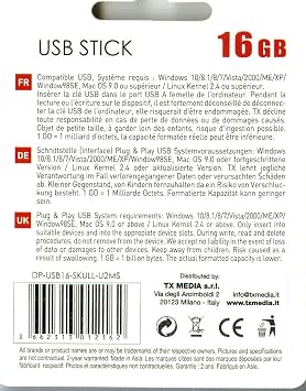 Memory Usb 2.0 Skull 16 Giga