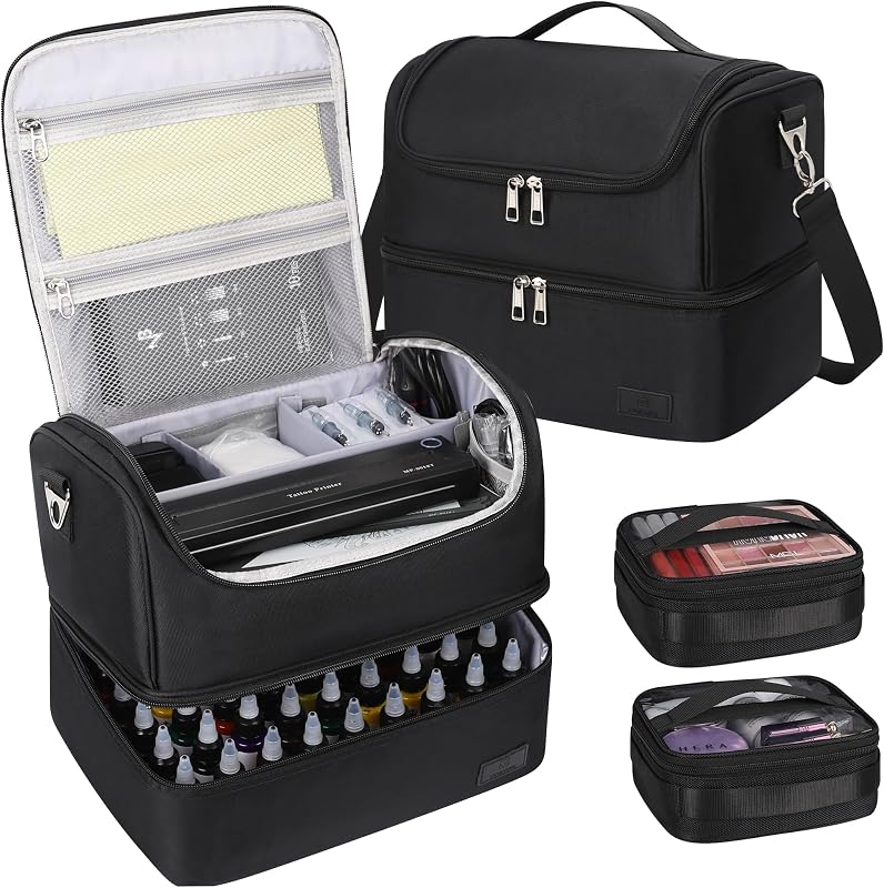 TANTO Estojo de viagem para tatuagem com 54 divisórias e 2 bolsas