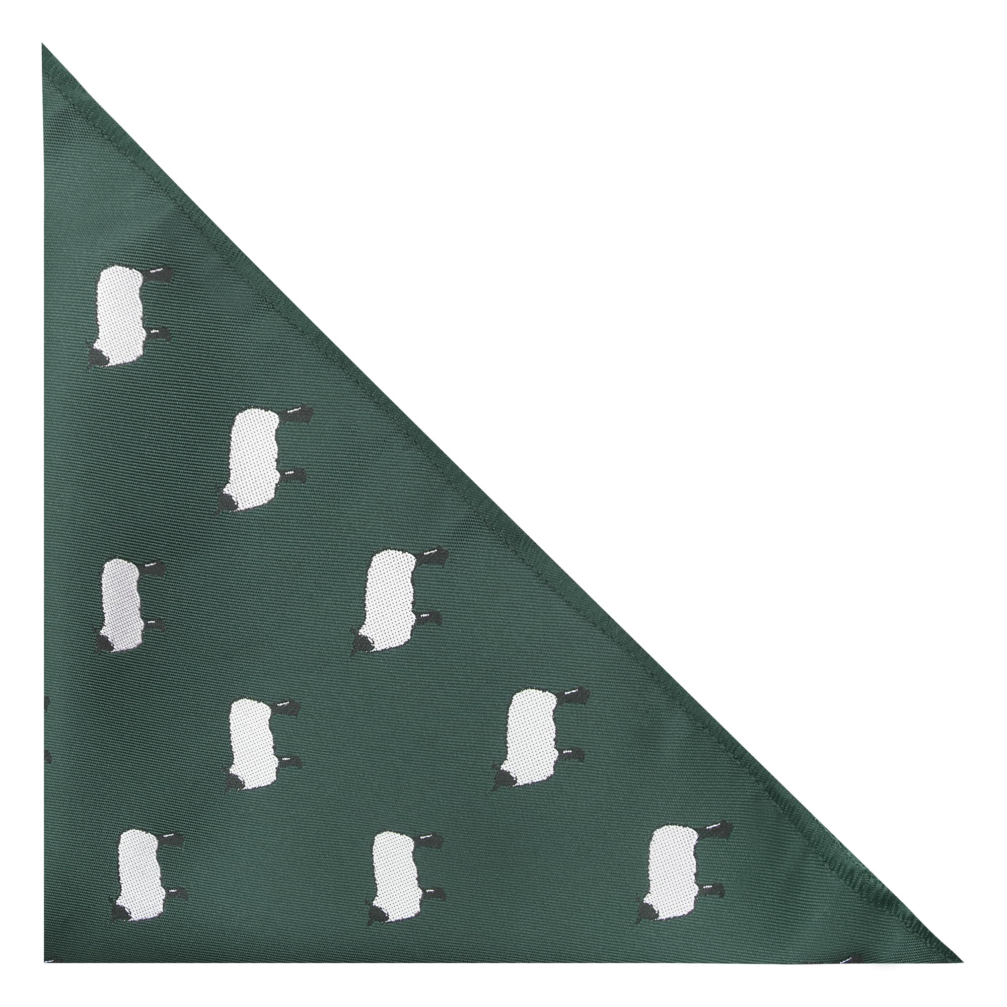 King & Priory Dark Green Embroidered Sheep Pocket Square, Handkerchief