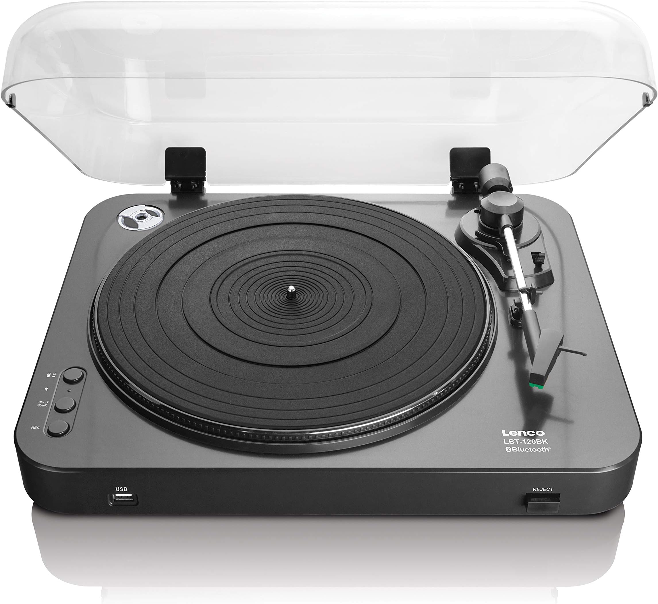 LencoLBT-120 | 35 &45 RPM Semi-Automatic Belt Drive USB Turntable for Vinyl with Bluetooth Transmission