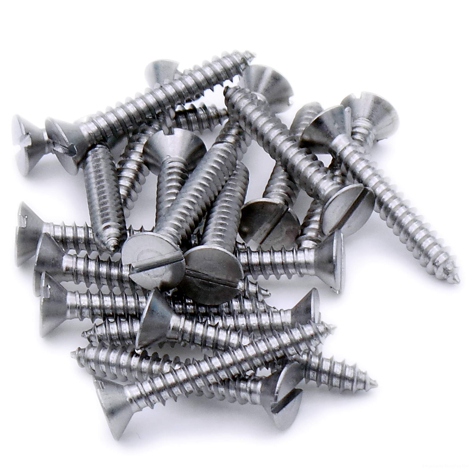 Singularity Supplies No.14 X 1.75 (6.3Mm X 45Mm) Slot Countersunk Self-Tapping Screw - Stainless Steel (A2) (Pack Of 20)