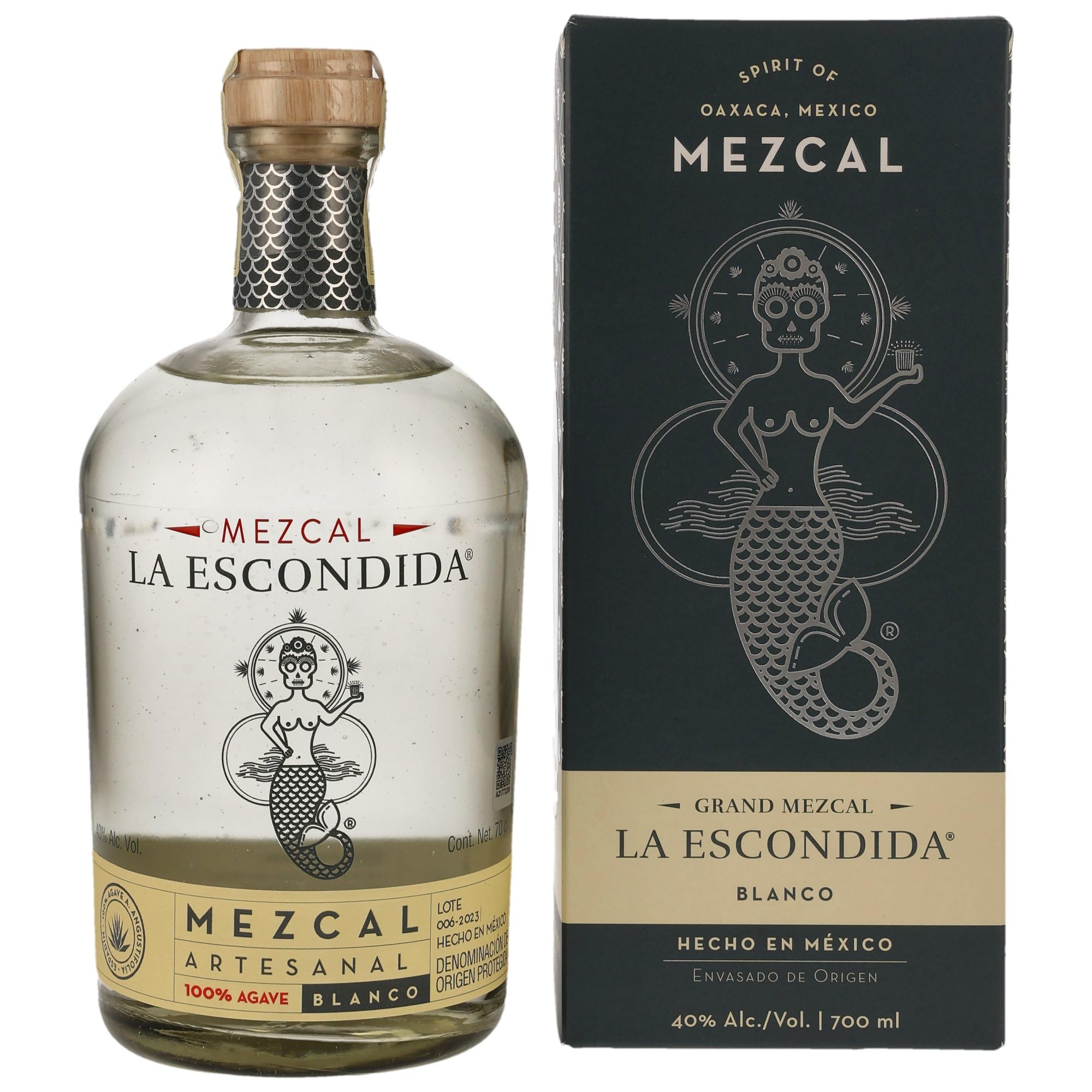 La Escondida Mezcal Artesanal Blanco 40% Vol. 0,7l in Giftbox