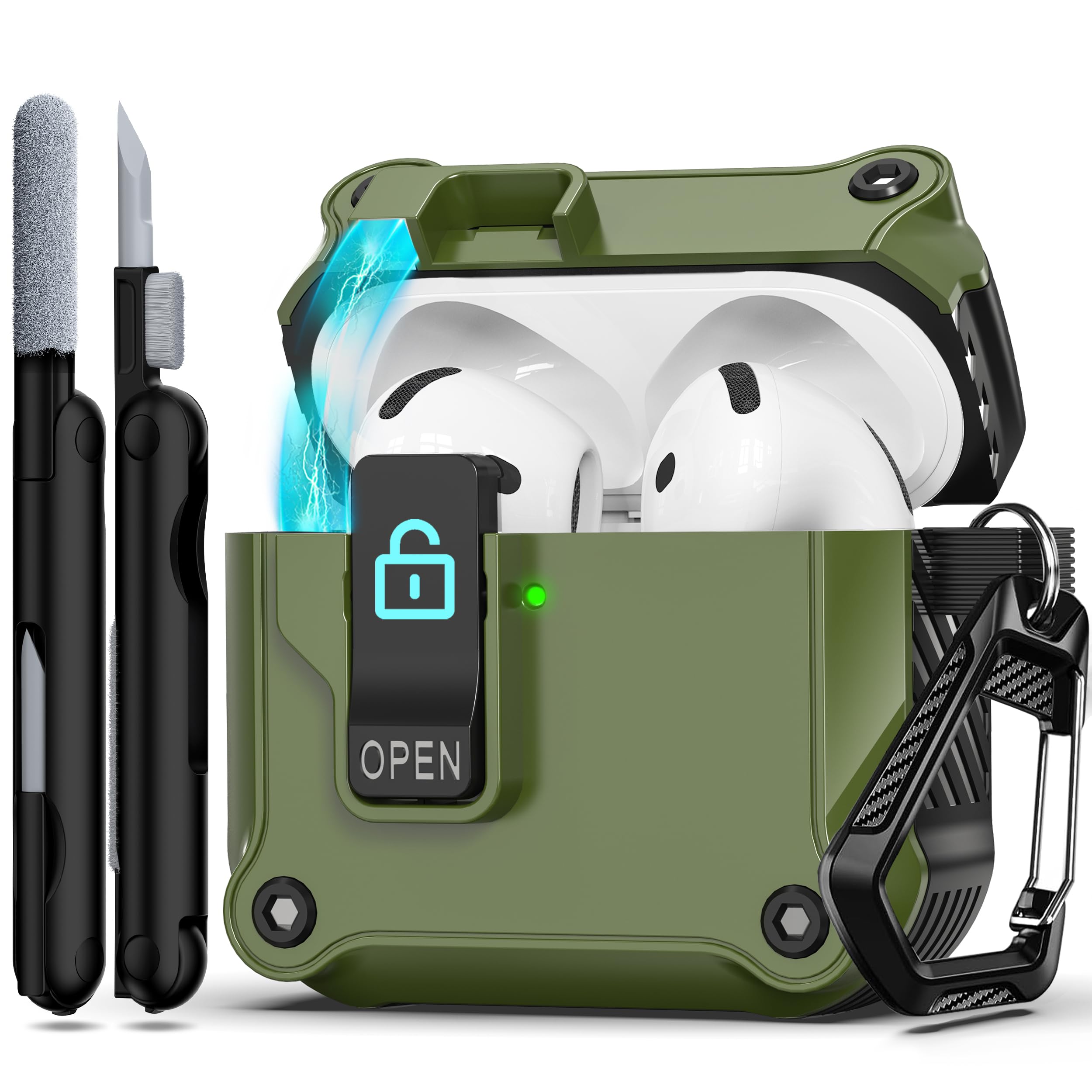 RFUNGUANGO Compatible with Airpods 2nd /1st Case,Automatic Pop-up with Safety Lock Clip, Full Body Shockproof Hard Case with Keychain Compatible with AirPods case,starry sky — view 8
