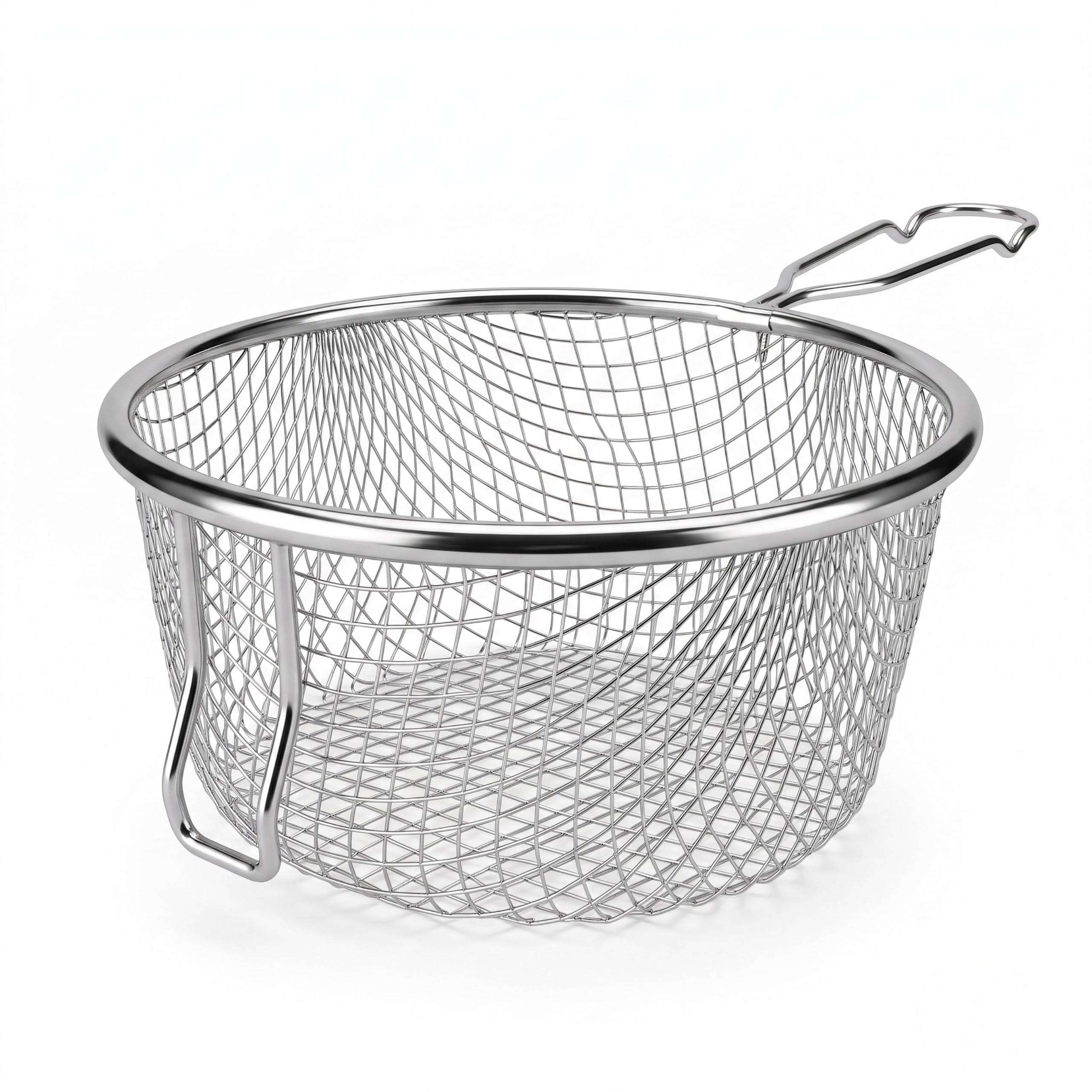 Royal Cuisine Stainless Steel Wire Chip Pan Basket Fish Frying Mesh Basket French Fries Deep Fryer Strainer-Lightweight Long Handled (19cm)