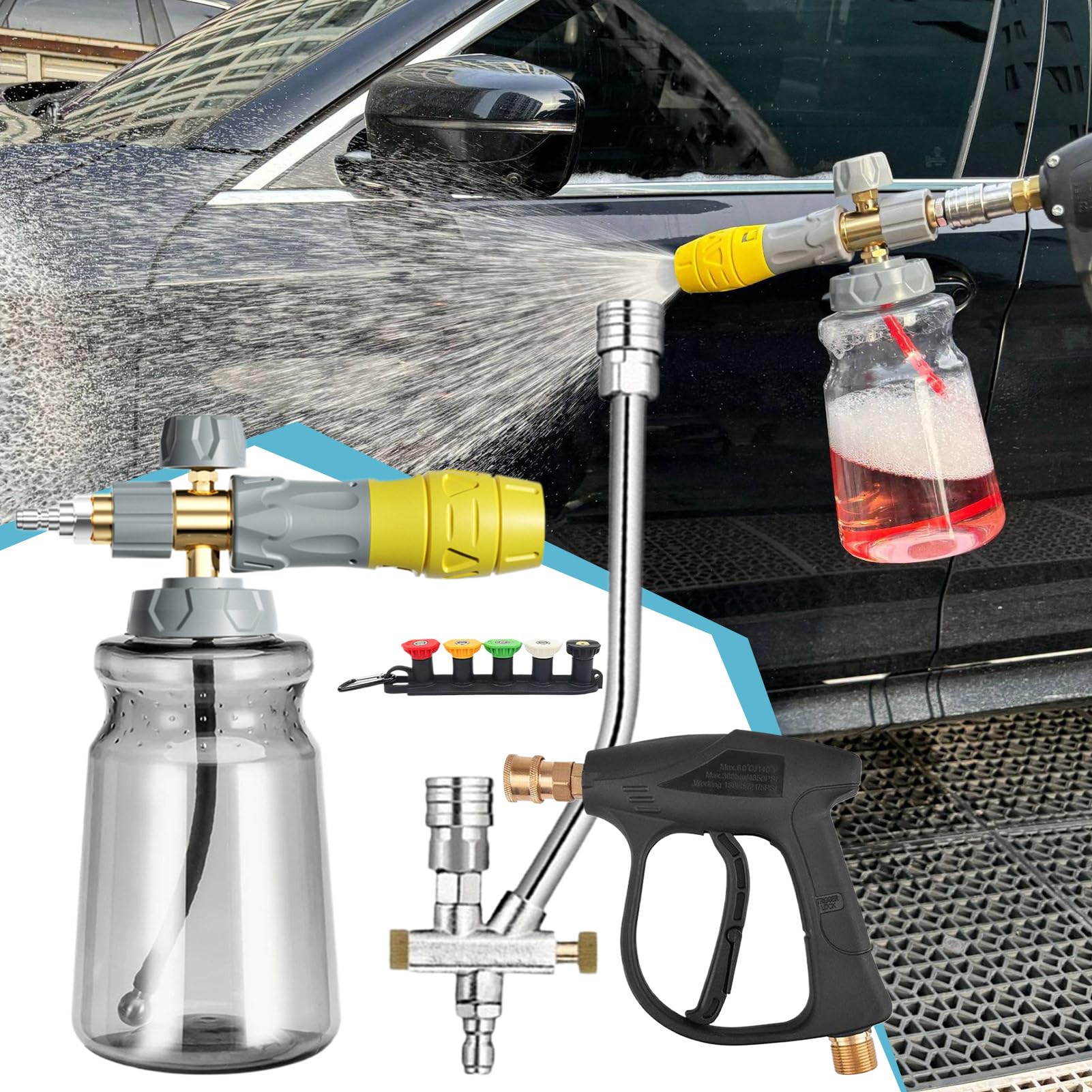 Lavado De Coche Con Espuma A Presión Espumador Multiusos Para Lavar | Accesorios Limpiadores Resistentes Para Techos Camiones Motocicletas Suelos Y Fachadas Exteriores