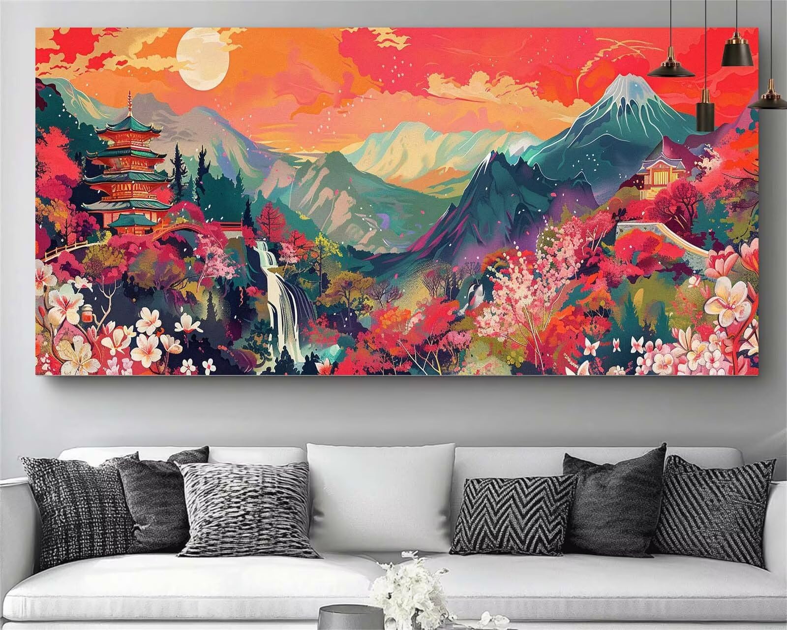Japon Diamond Painting Paysage Diamond Painting Enfant Broderie Kit Complet, 5D Peinture Diamant Point de Croix Cristal Artisanat,DIY Tableau Strass Diamant Canevas Débutant Kit, Gifts 40x120cm M674