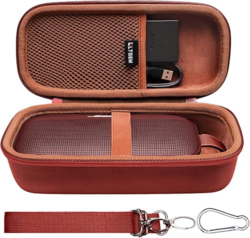 LTGEM Funda para altavoz portátil Bose Soundlink Flex Bluetooth portátil, bolsa protectora de viaje de almacenamiento duro, borgoña exterior +