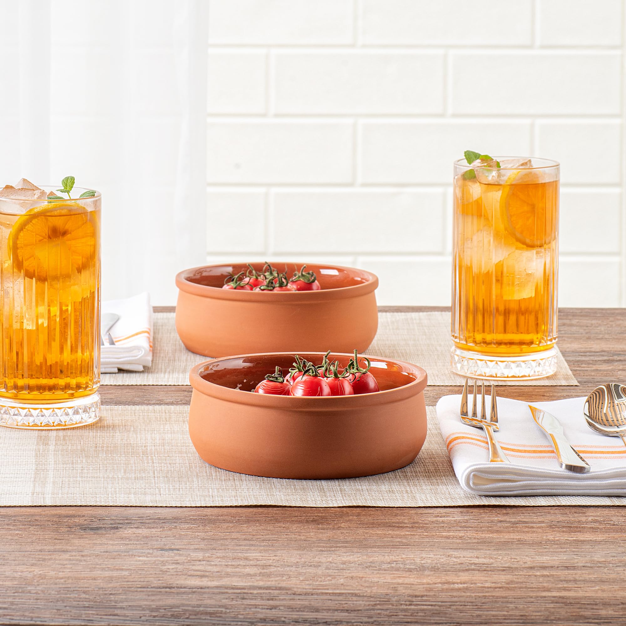 Restaurantware -Terra Tek - Cazuelas in terracotta, 10 pentole in terracotta smaltata marrone per cucinare, pronte per il forno, microonde, pentole da portata in terracotta, lavabili in lavastoviglie,