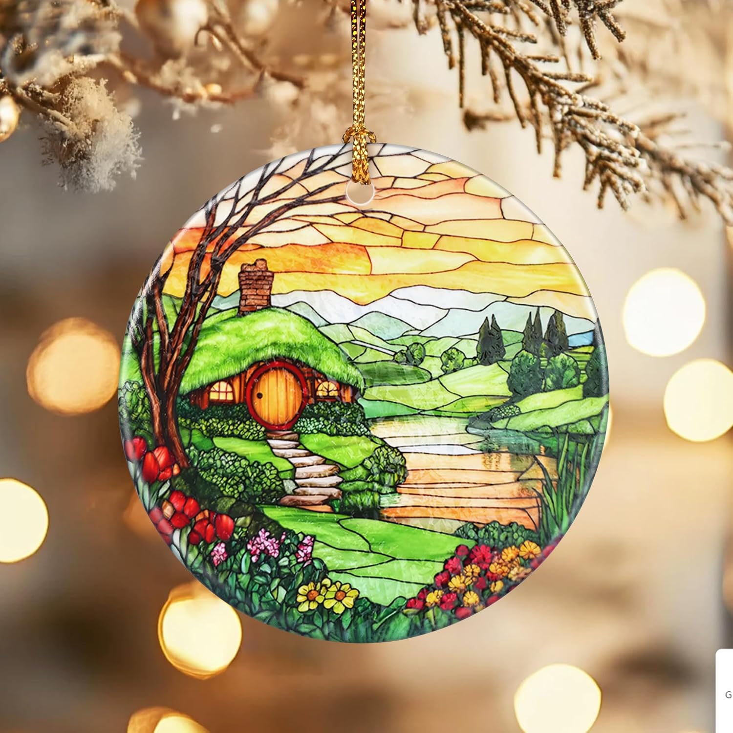 Christmas Ornaments, Dodosky 2.8in Ceramic The Shire Ornament, Xmas Decor, Christmas Tree Ornaments, Xmas Decorations for Tree, Holiday Ornament, Hobbit House Decor, Gifts for Women, Nature Lovers - Image 4