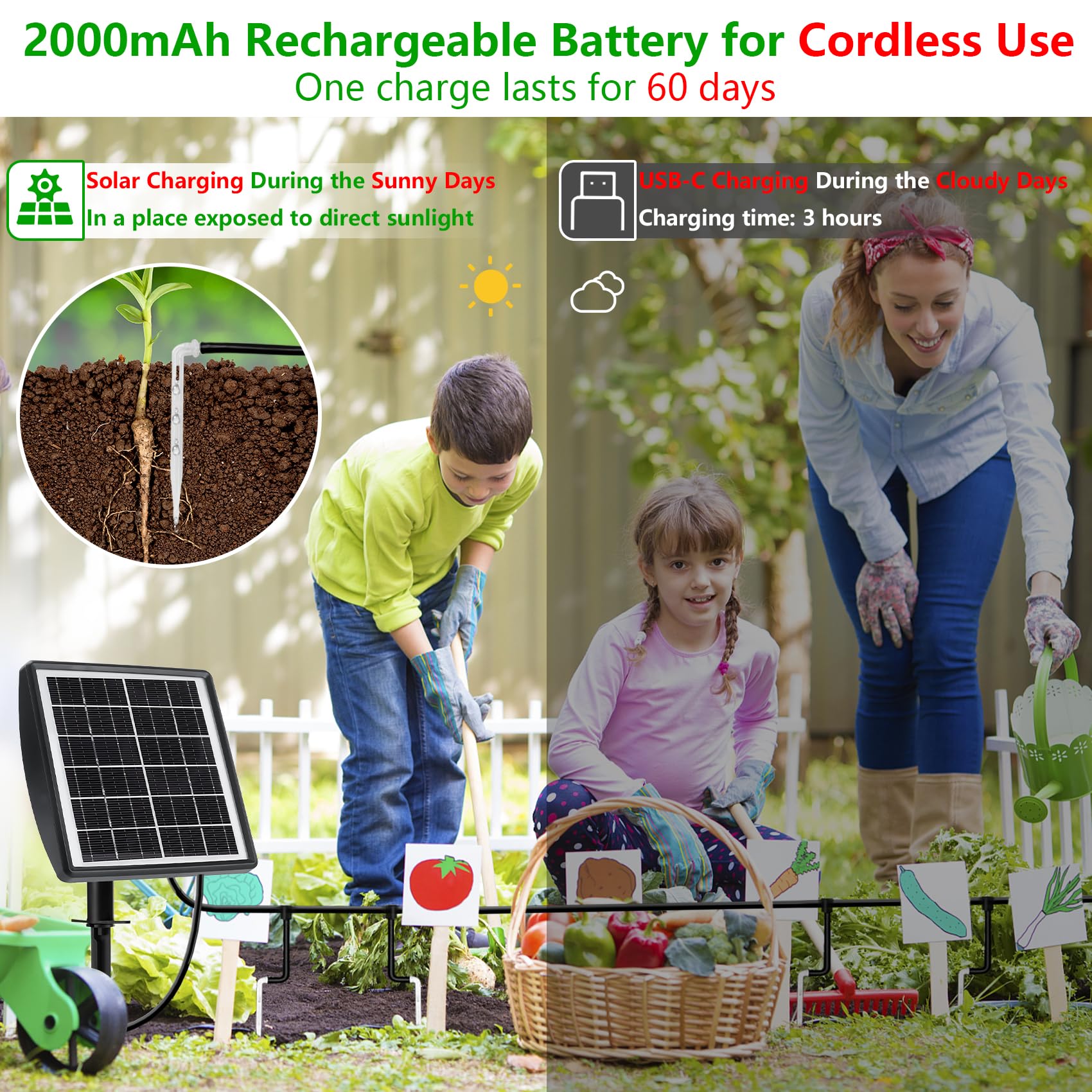 Arrosage Goutte à Goutte Solaire 2025, Programmateur Arrosage Solaire avec 15m Tuyau D'arrosage, Systeme Kit Arrosage Automatique Solaire Intérieur Extérieur pour Jardin Balcon Potager Plante Vacances