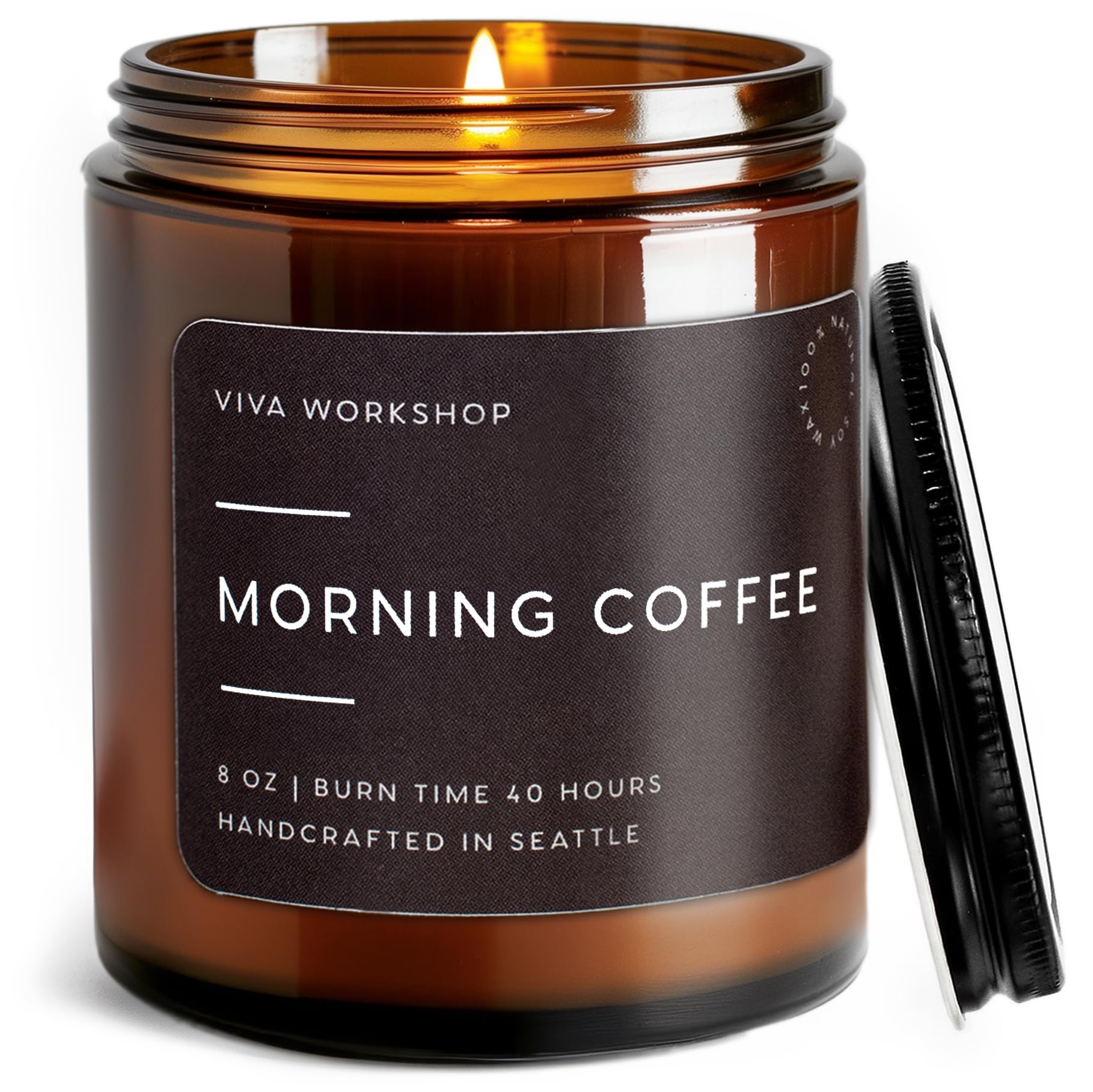 Morning Coffee Natural Soy Wax Scented Candle – Crafted in USA, Seattle – Gift for Birthday, Meditation, Home, Spa – Aroma Candle for Relaxing –