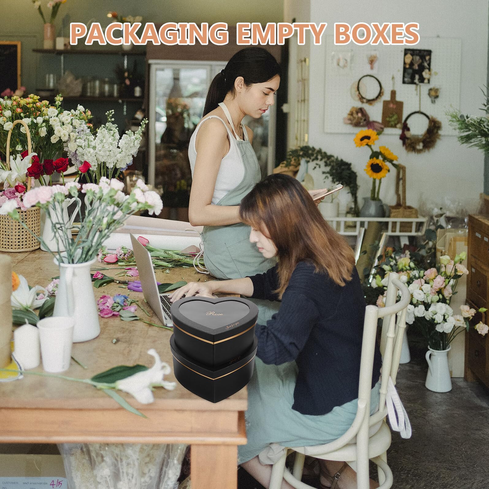 VALICLUD Herzförmige Geschenkboxen zum Selbermachen Schwarze Blumenboxen mit Sichtfenster Selbstgemacht Valentinstag Geschenkboxen für Parfum und Make Up 2 Stück (großformat Klein)