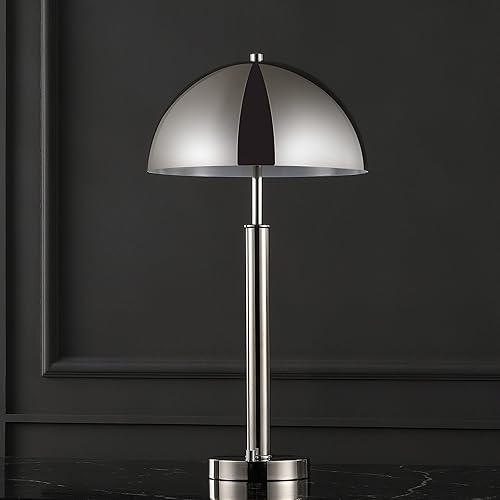 Miniatura 2 de SAFAVIEH Couture Lighting Collection Harvey - Lámpara de mesa moderna con cúpula metálica de níquel de 26 pulgadas para dormitorio, sala de estar,