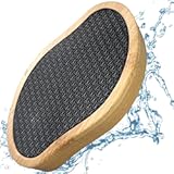 Nano Glass Foot Scrubber Shower Glass Pedi Egg Pumice Stone with Bamboo Handle, Non-Plastic Pedicure Foot File for Effortless Callus Removal