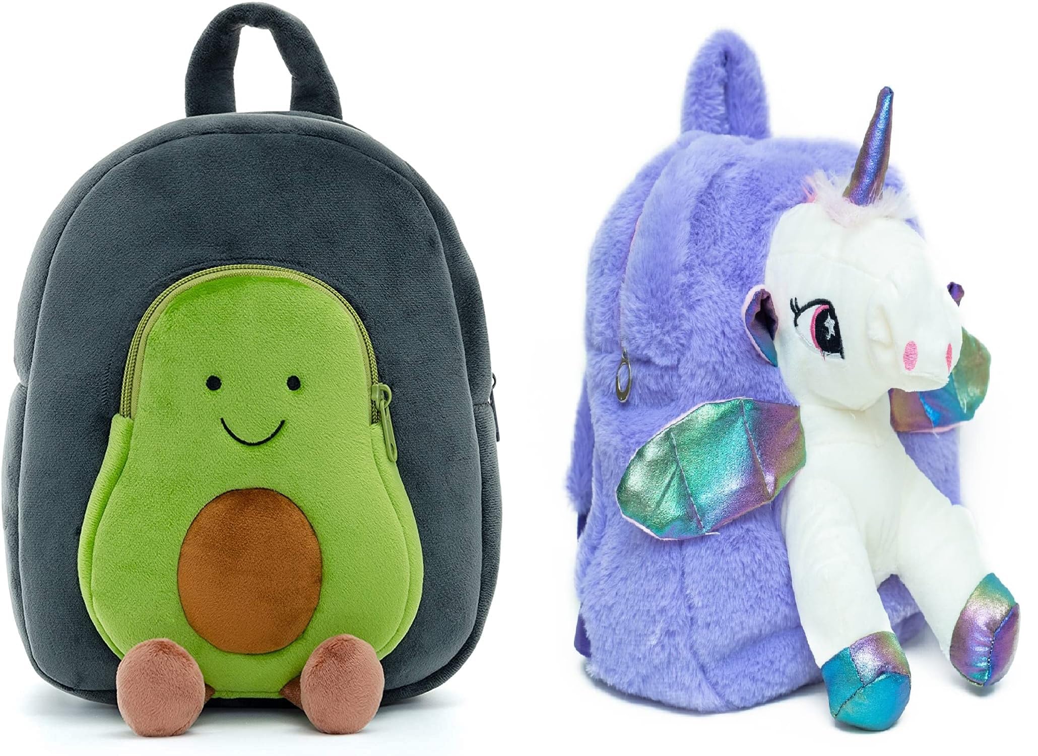 blue tree Cute Boy's and Girl's Plush Bag Quality Full Embroidery Designs Mini Travel Backpack Avocado (Avocado-FR Purple Uni)
