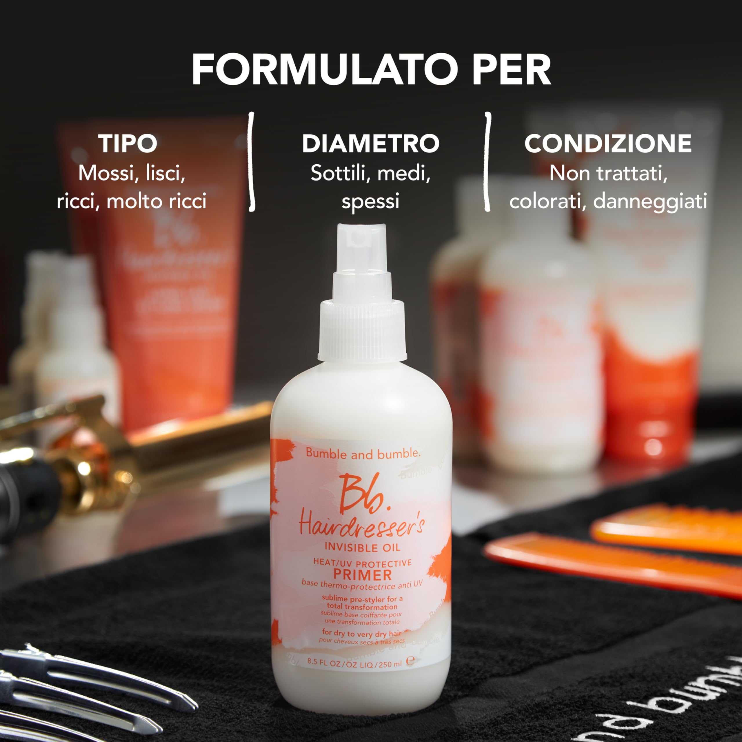 Bumble and bumble. Hairdresser’s Invisible Oil Heat/UV Protection Leave-In Conditioner Hair Primer | Idratante, anti-crespo, protezione del colore | Balsamo e primer per capelli con oli