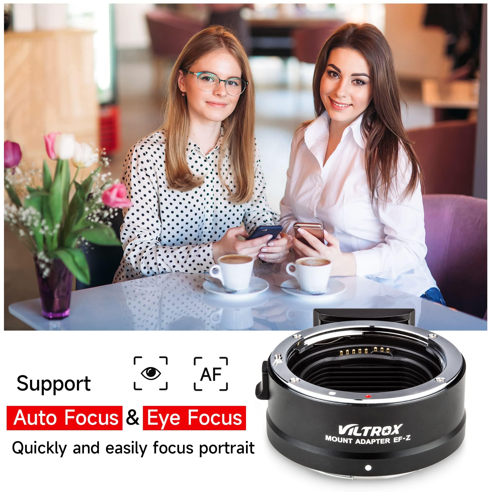 VILTROX EF-Z Objektiv Adapter Autofokus Objektiv Konverter Metall Kontakte Linsenhalterung Adapter Kompatibel mit Canon EOS EF EF-S Objektiv auf Nikon Z Mount Z5 Z6 Z7 Z6II Z7II Z50 Z9 ZFC