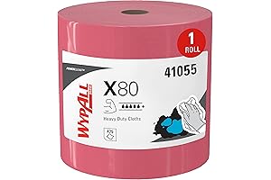 WypAll Power Clean X80 Heavy Duty Red Rags for Mechanics: Jumbo Roll Red Rags