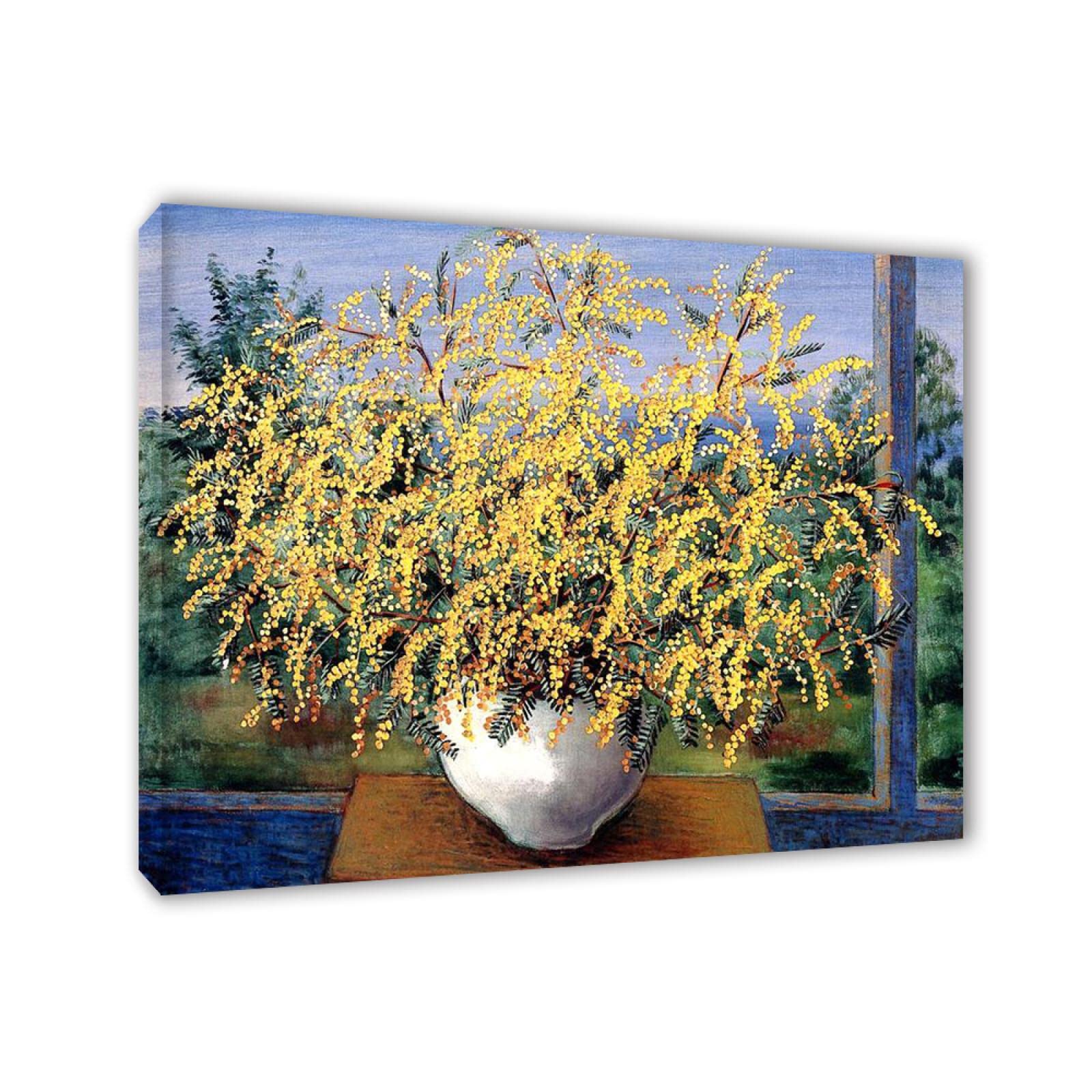 Moise Kisling wydruki - słynne obrazy drukowane na płótnie - 'Mimosas (7) plakat graficzny, reprodukcje na płótnie, sztuka ścienna, obrazy kwiatowe do salonu, 30 x 40 cm, oprawione