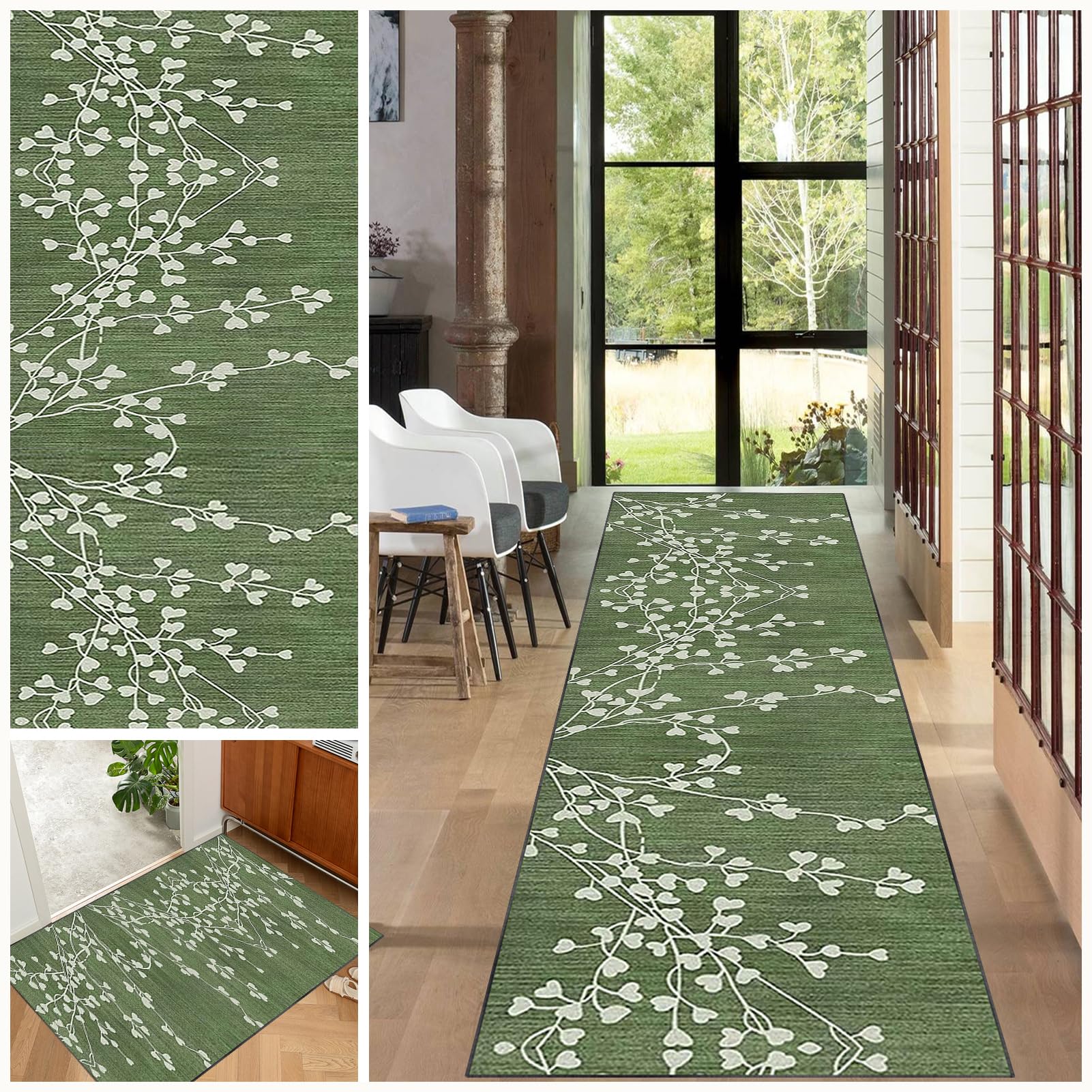 EYKWKB Hallway Rugs Runner Non Slip Runner Rug for Entryway Long Kitchen Floor Runner Washable Narrow Hall Runner Heavy Duty Doormat Floor Carpet Runners for Hallways Bedroom Laundry Room 40 x 200 cm