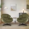 IWMH Accent Chair Set of 2, Swivel Accent Chair for Living Room,Upholstered Armchair with Metal Legs, Swivel Sofa Chair, Wide Leisure Chair Green2