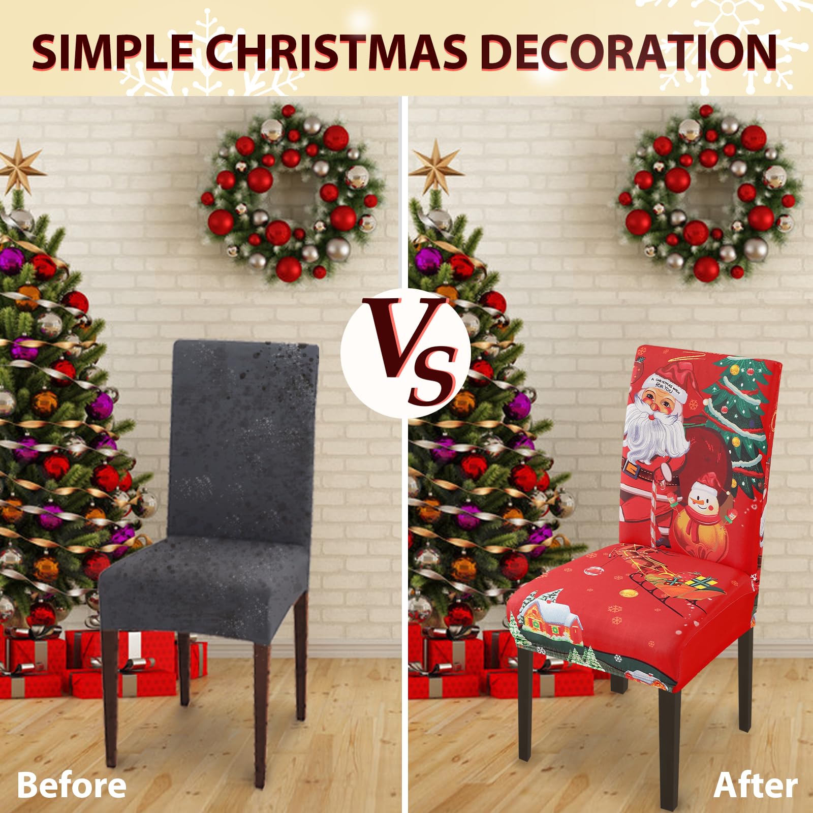 Lydevo Coprisedie con Schienale 4 Pezzi Elasticizzato,Coprisedia per Sala da Pranzo,Fodere Sedie con Schienale Alto Lavabile Rimovibile Universale,Spandex Copertura per Sedia Soggiorno,Neve Vecchio