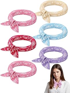 Coume 6 Pack Cooling Neck Wraps Cooler Ice Wrap Scarf Bandanas for Hot Weather Summer Women Men Walking Riding Outdoor