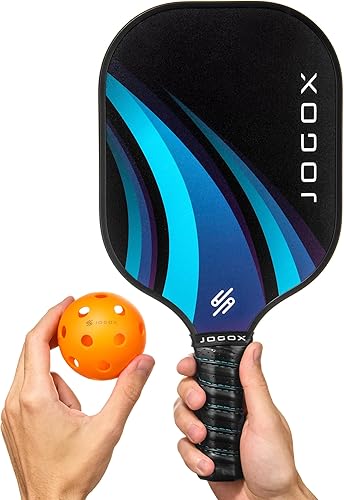 Miniatura 7 de Juego de paletas de pickleball de superficie de fibra de carbono con cuatro bolas y bolsa de viaje, paletas ligeras de fibra de carbono con núcleo