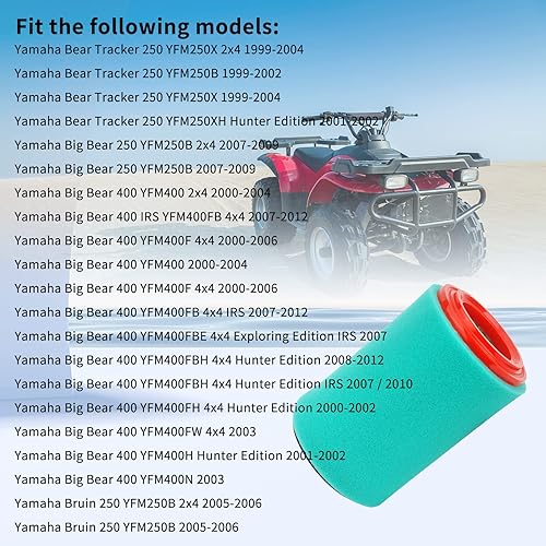 Miniatura 6 de 1 filtro de aire 1P0-E4450-00-00 compatible con Yamaha Big Bear 400 YFM250X YFM250B 2x4 YFM400 4x4 YFM400FB YFM400F Bear Tracker 250 Bruin 250