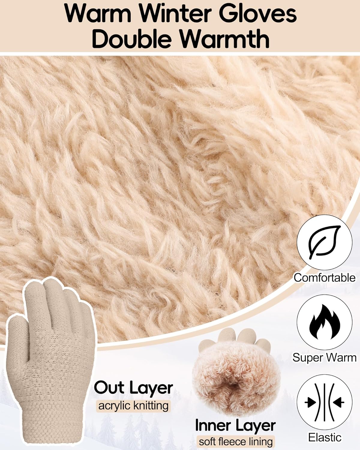 Shihanee 8 Pairs Kids Fleece Lined Gloves Winter Knit Cable Thermal Lined Mittens Thick Warm Gloves for 6-10 Years Girls Boys - Image 2